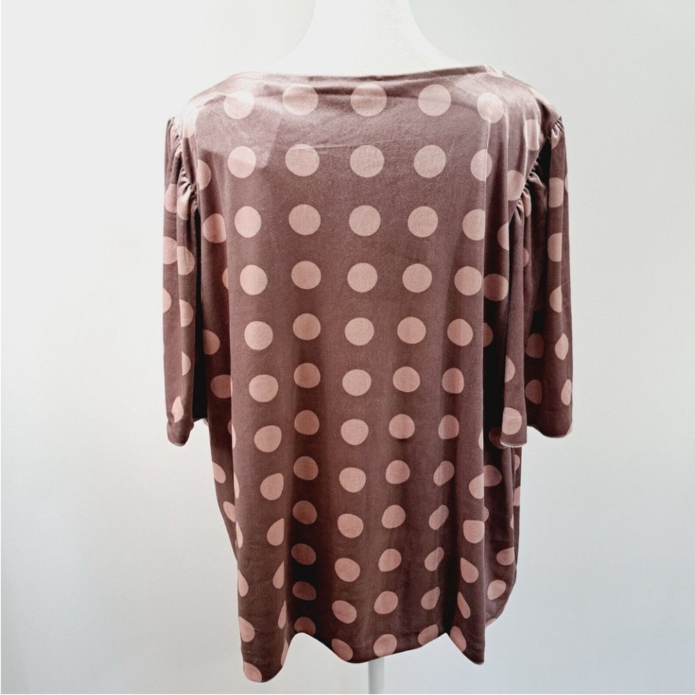G by Giuliani, XL, Polka D Velvet Top - Mauve - Picture 4 of 8